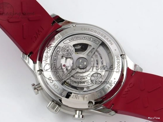 MIROTIME 0111 Reliable Portuguese Chrono IW3716 Z+F 1:1 Best Edition Red Dial on Red Rubber Strap A 7015